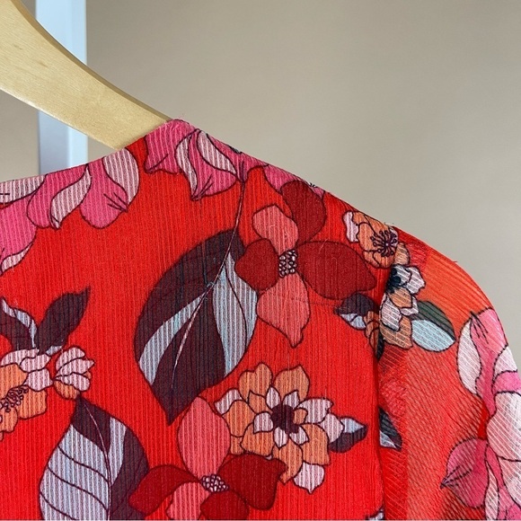 a new day Small Floral Asymmetrical Ruffle Flowy Spring Retro Midi Dress Formal - Picture 7 of 10